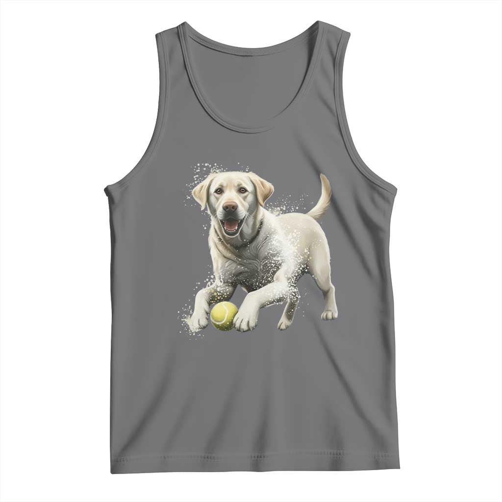 Cute Yellow Labrador Retriever With Tennis Ball Tank Top TS12 Black Heather Print Your Wear