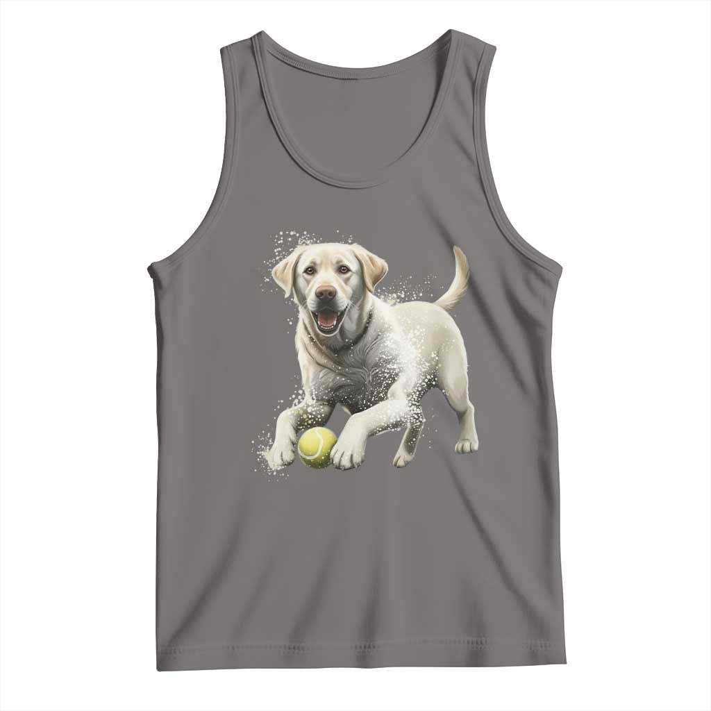 Cute Yellow Labrador Retriever With Tennis Ball Tank Top TS12 Deep Heather Print Your Wear