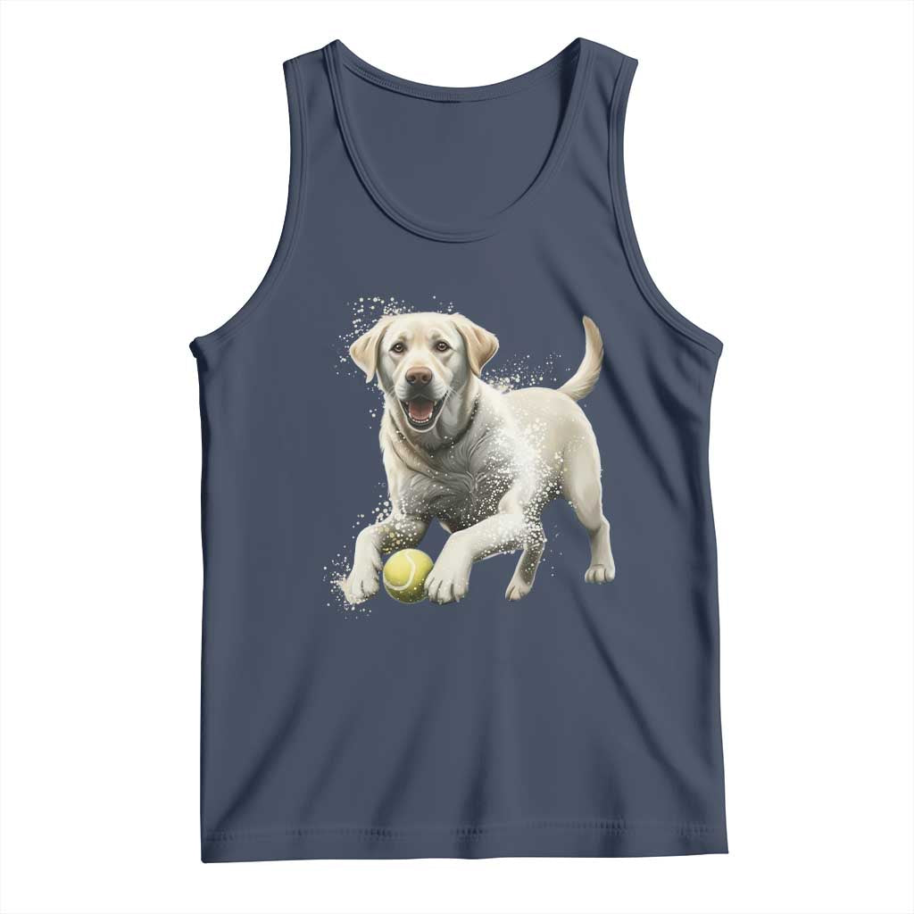 Cute Yellow Labrador Retriever With Tennis Ball Tank Top TS12 Navy Print Your Wear