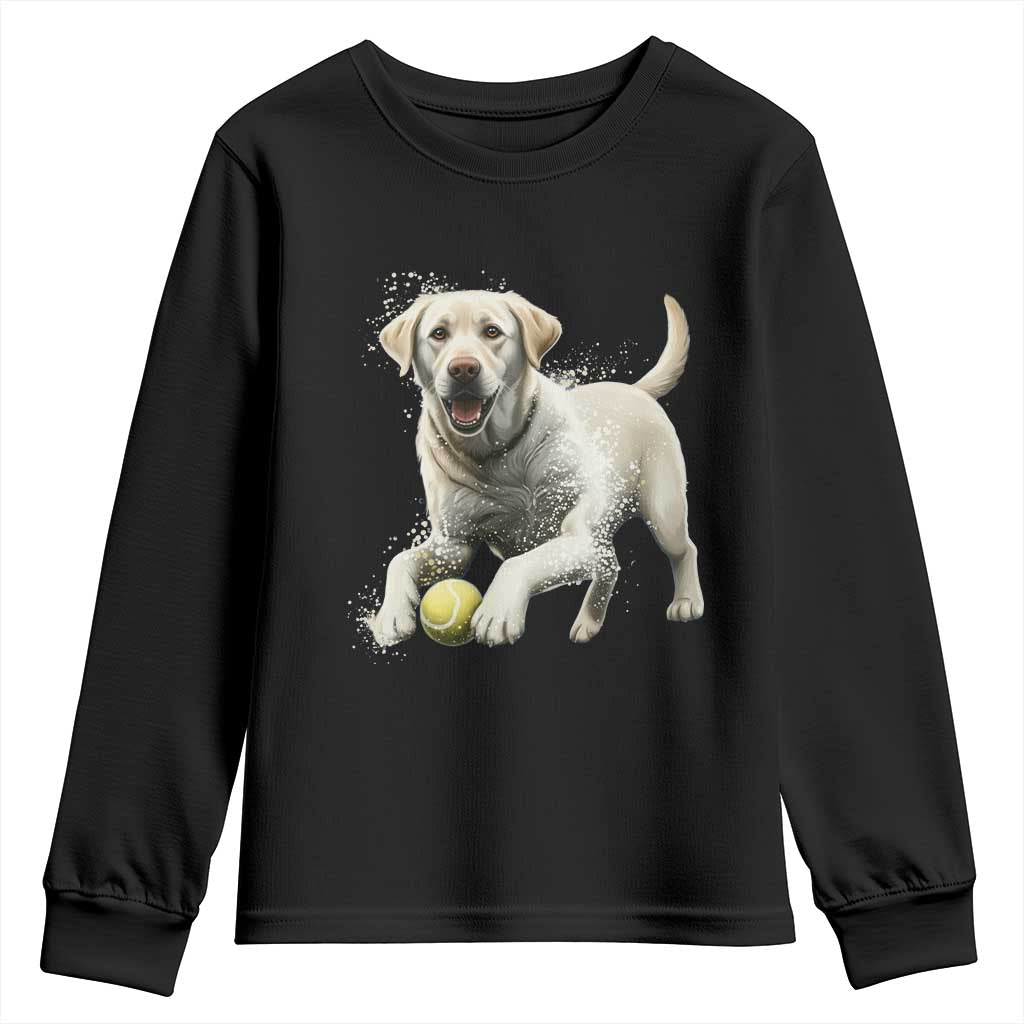 Cute Yellow Labrador Retriever With Tennis Ball Youth Sweatshirt TS12 Black Print Your Wear