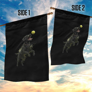 Playful Black Labrador Fetching Chasing Tennis Ball Garden Flag TS12 Print Your Wear