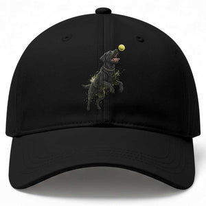 Playful Black Labrador Fetching Chasing Tennis Ball Baseball Cap TS12 Print Your Wear