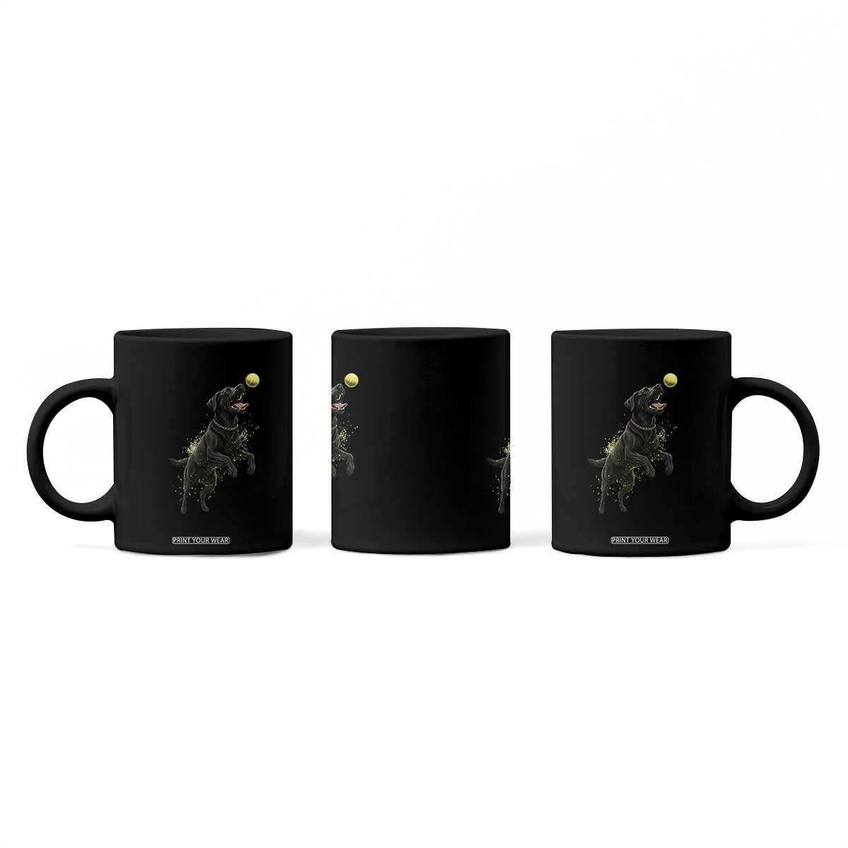 Playful Black Labrador Fetching Chasing Tennis Ball Coffee Mug TS12 Print Your Wear