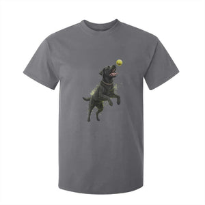 Playful Black Labrador Fetching Chasing Tennis Ball T Shirt For Kid TS12 Charcoal Print Your Wear
