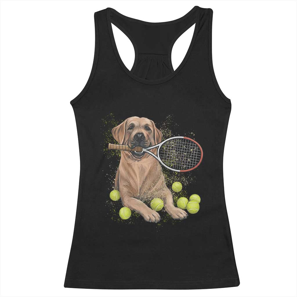 Funny Labrador Dog Playing Tennis Ball Racerback Tank Top Pet Lover Gift TS12 Black Print Your Wear