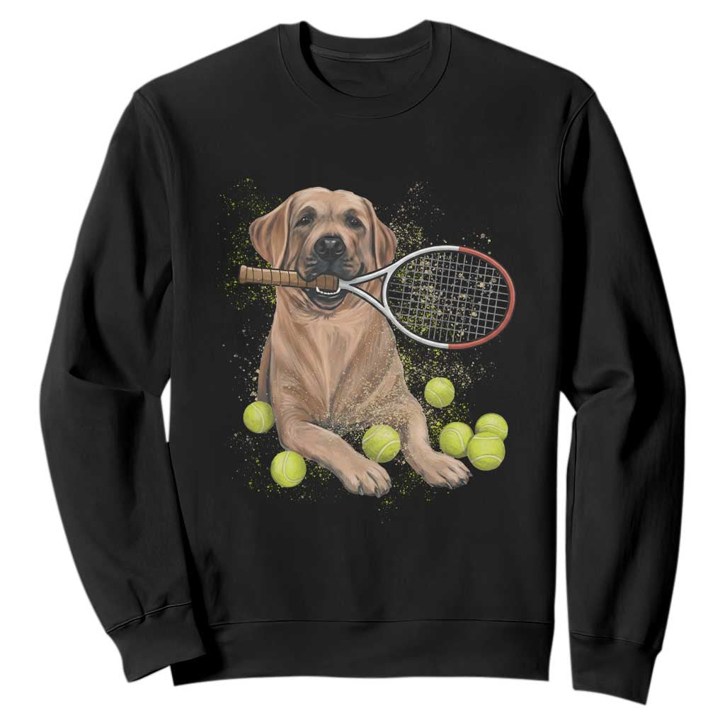 Funny Labrador Dog Playing Tennis Ball Sweatshirt Pet Lover Gift TS12 Black Print Your Wear