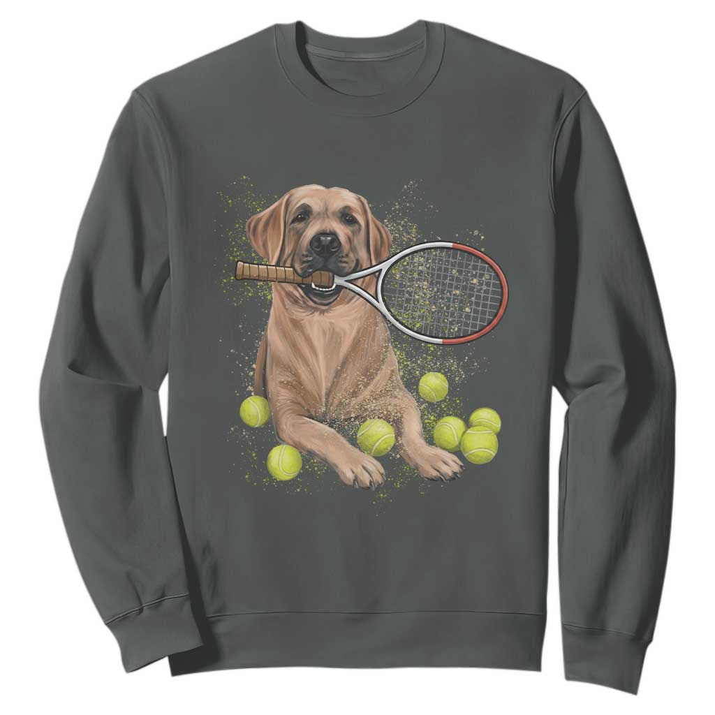 Funny Labrador Dog Playing Tennis Ball Sweatshirt Pet Lover Gift TS12 Dark Heather Print Your Wear