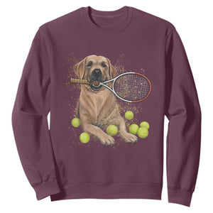 Funny Labrador Dog Playing Tennis Ball Sweatshirt Pet Lover Gift TS12 Maroon Print Your Wear