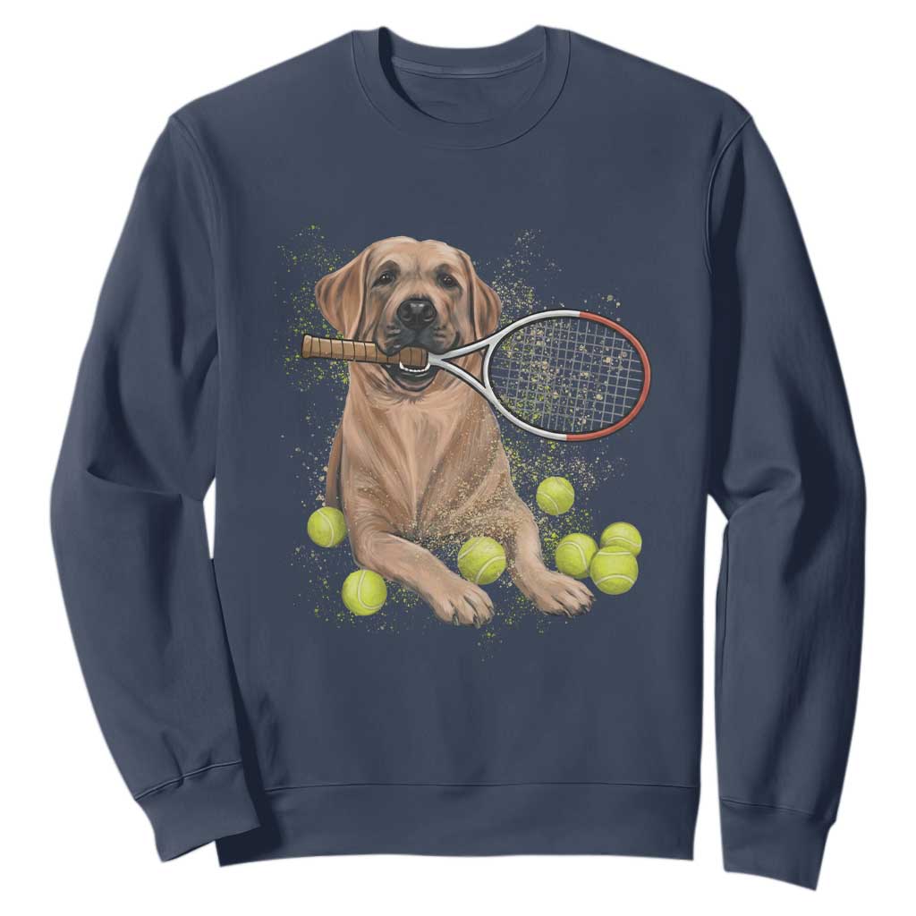 Funny Labrador Dog Playing Tennis Ball Sweatshirt Pet Lover Gift TS12 Navy Print Your Wear