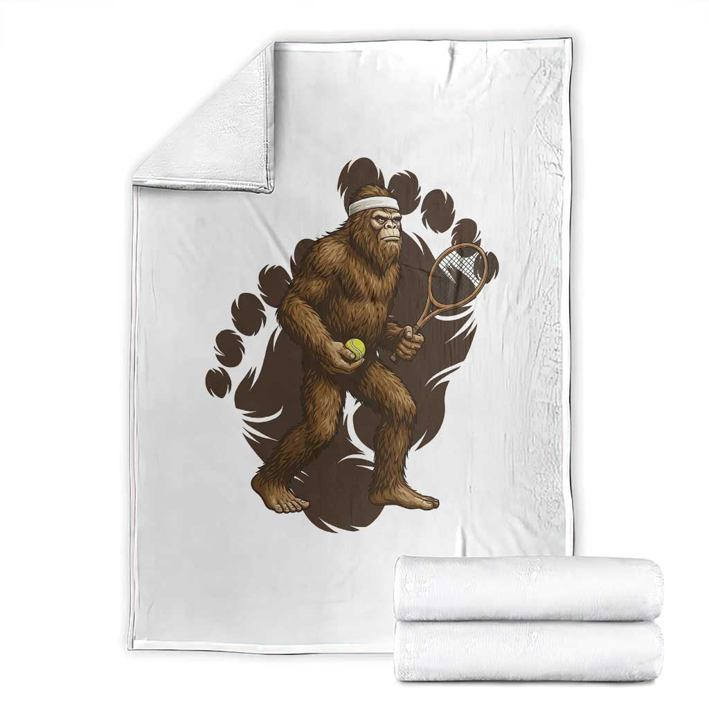 Funny Bigfoot Tennis Player Throw Blanket Folklore Cryptid Gift TS12 White Print Your Wear