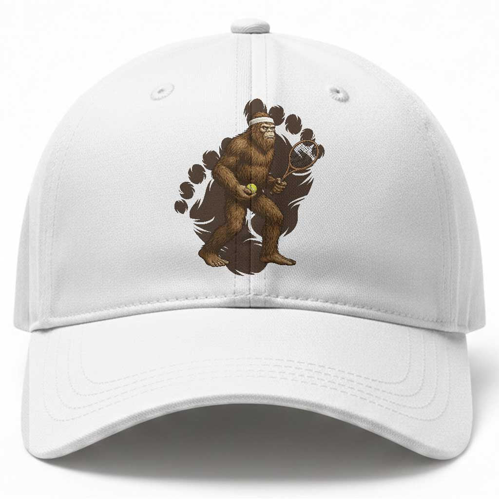 Funny Bigfoot Tennis Player Baseball Cap Folklore Cryptid Gift TS12 Print Your Wear