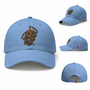 Funny Bigfoot Tennis Player Baseball Cap Folklore Cryptid Gift TS12 Baseball Cap Universal Fit Light Blue Print Your Wear