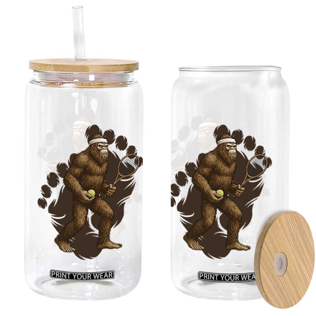 Funny Bigfoot Tennis Player Glass Can Folklore Cryptid Gift TS12 Print Your Wear