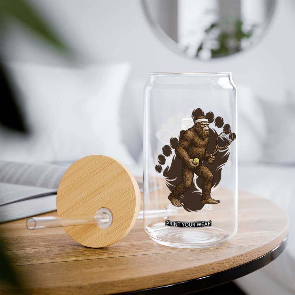 Funny Bigfoot Tennis Player Glass Can Folklore Cryptid Gift TS12 Print Your Wear