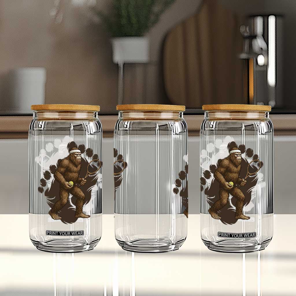 Funny Bigfoot Tennis Player Glass Can Folklore Cryptid Gift TS12 Print Your Wear