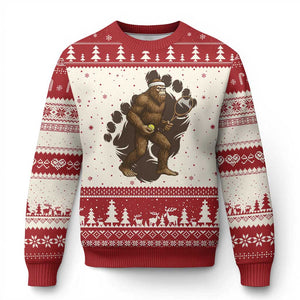 Funny Bigfoot Tennis Player Ugly Christmas Sweater Folklore Cryptid Gift TS12 Beige Red Print Your Wear