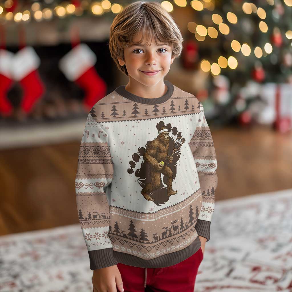 Funny Bigfoot Tennis Player Ugly Christmas Sweater Folklore Cryptid Gift TS12 Mocha Mousse Print Your Wear