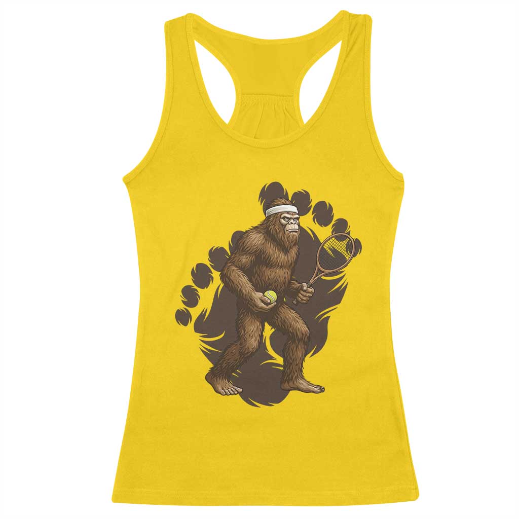 Funny Bigfoot Tennis Player Racerback Tank Top Folklore Cryptid Gift TS12 Daisy Print Your Wear