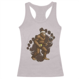 Funny Bigfoot Tennis Player Racerback Tank Top Folklore Cryptid Gift TS12 Ice Gray Print Your Wear