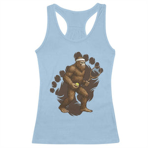 Funny Bigfoot Tennis Player Racerback Tank Top Folklore Cryptid Gift TS12 Light Blue Print Your Wear