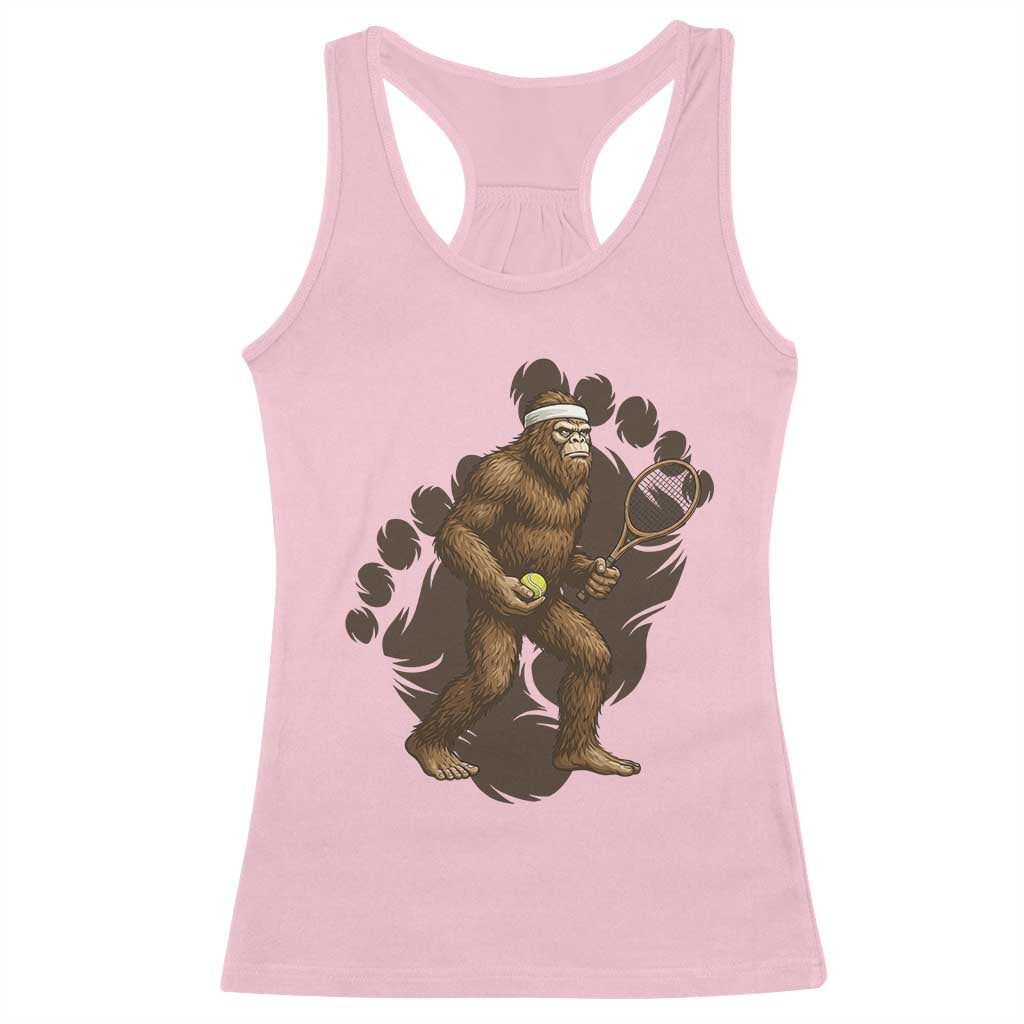Funny Bigfoot Tennis Player Racerback Tank Top Folklore Cryptid Gift TS12 Light Pink Print Your Wear