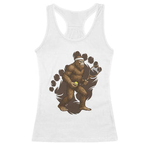 Funny Bigfoot Tennis Player Racerback Tank Top Folklore Cryptid Gift TS12 White Print Your Wear