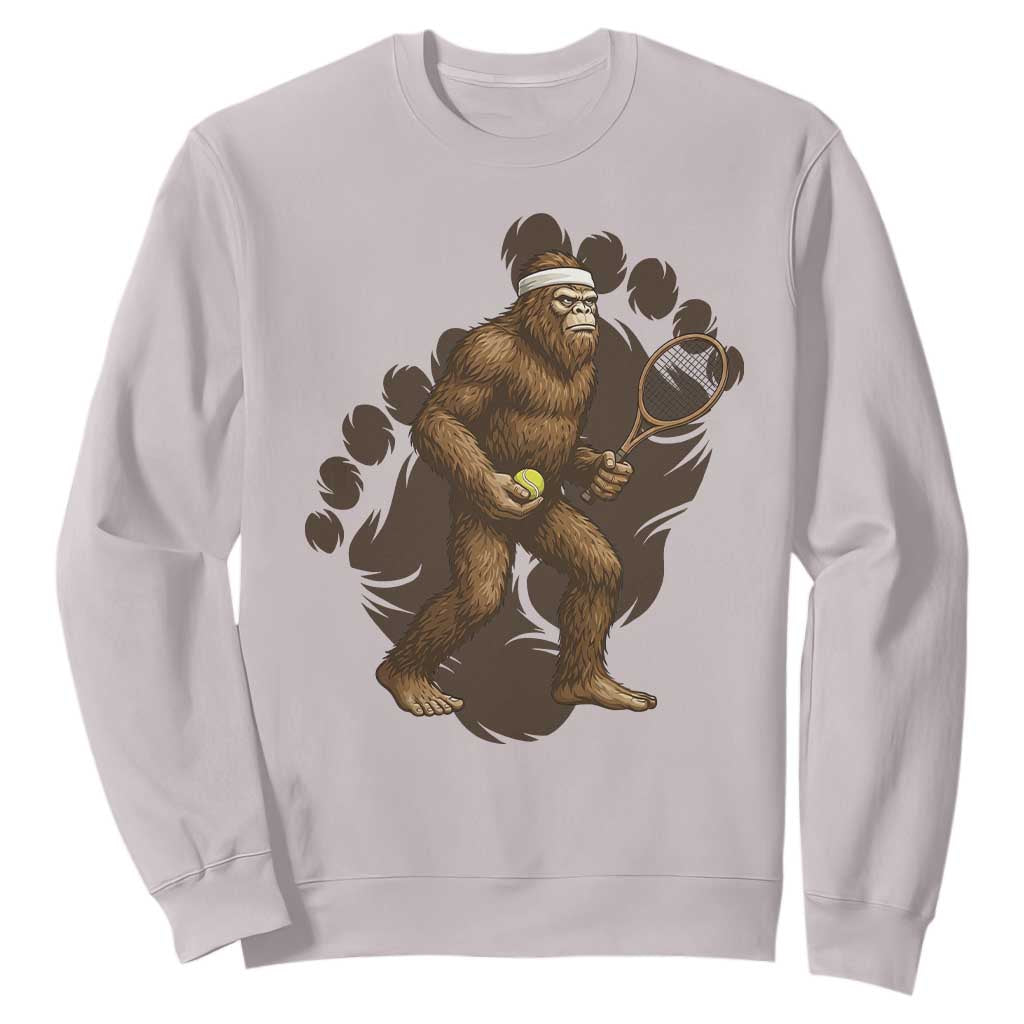 Funny Bigfoot Tennis Player Sweatshirt Folklore Cryptid Gift TS12 Ice Gray Print Your Wear