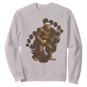 Funny Bigfoot Tennis Player Sweatshirt Folklore Cryptid Gift TS12 Ice Gray Print Your Wear
