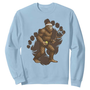 Funny Bigfoot Tennis Player Sweatshirt Folklore Cryptid Gift TS12 Light Blue Print Your Wear