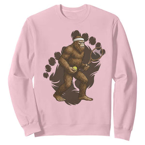 Funny Bigfoot Tennis Player Sweatshirt Folklore Cryptid Gift TS12 Light Pink Print Your Wear