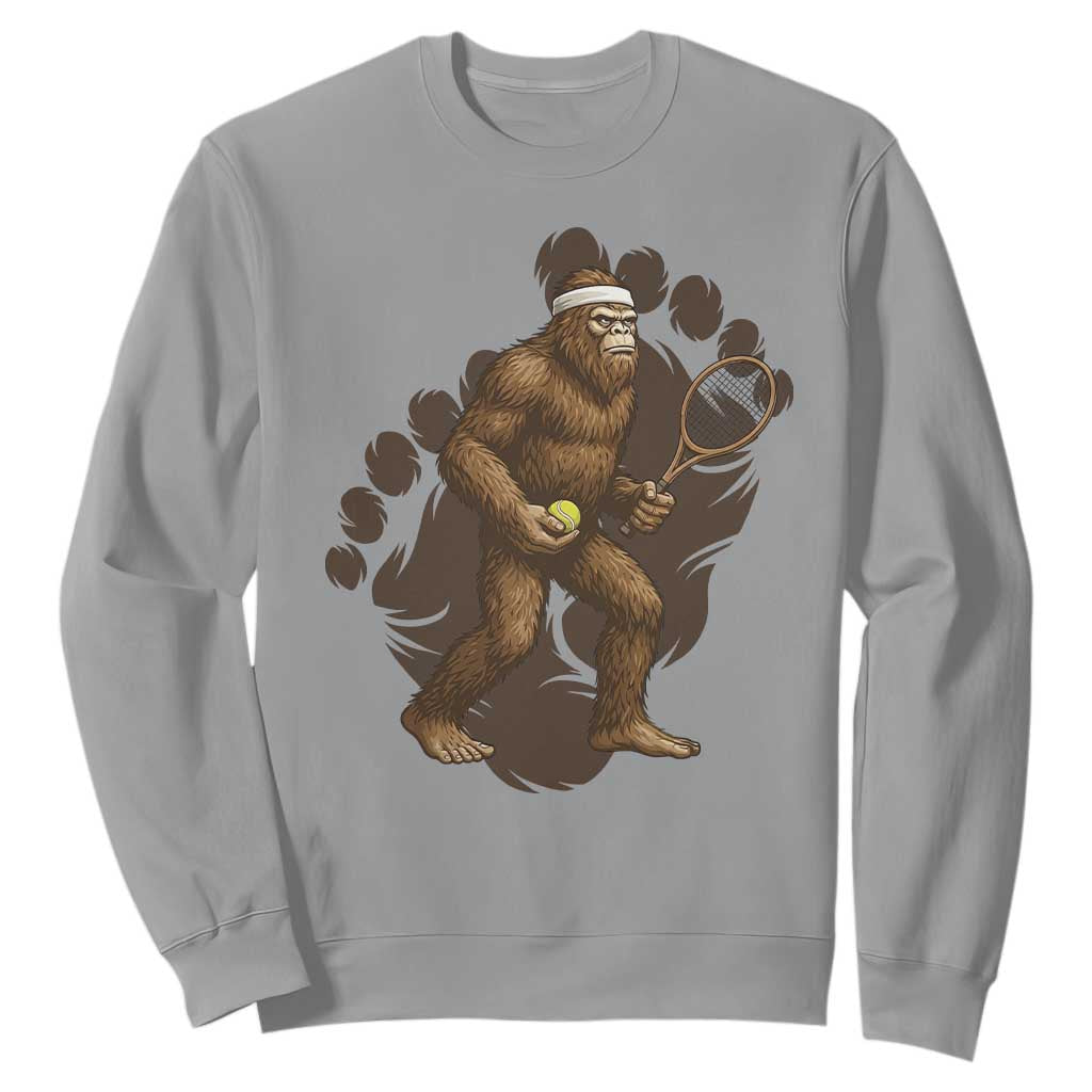 Funny Bigfoot Tennis Player Sweatshirt Folklore Cryptid Gift TS12 Sport Gray Print Your Wear