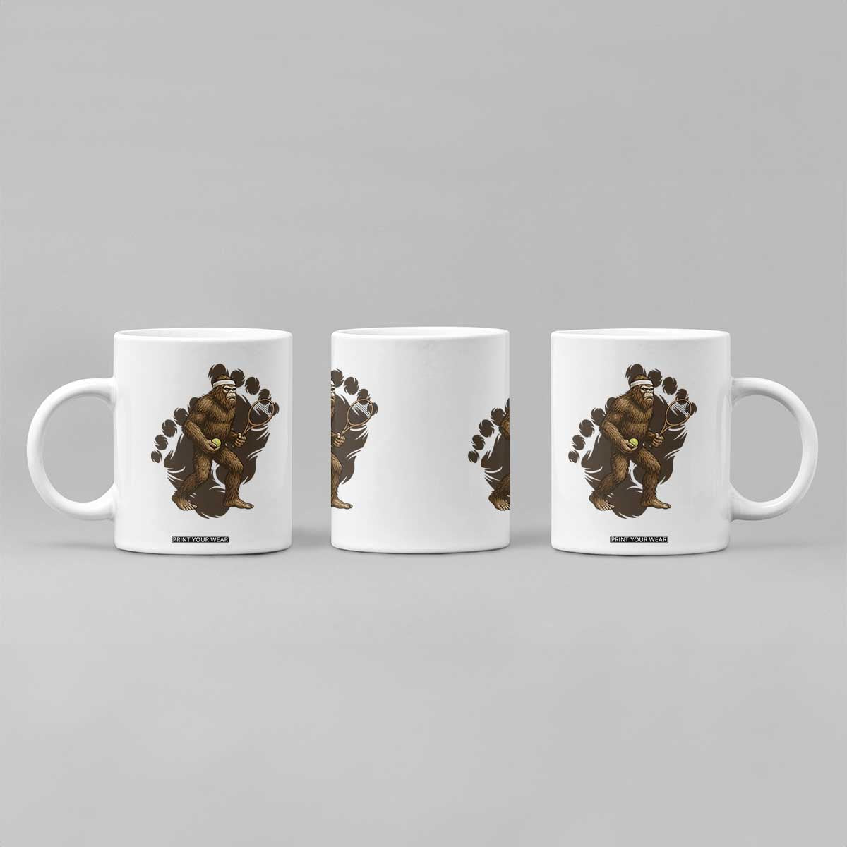 Funny Bigfoot Tennis Player Coffee Mug Folklore Cryptid Gift TS12 Print Your Wear