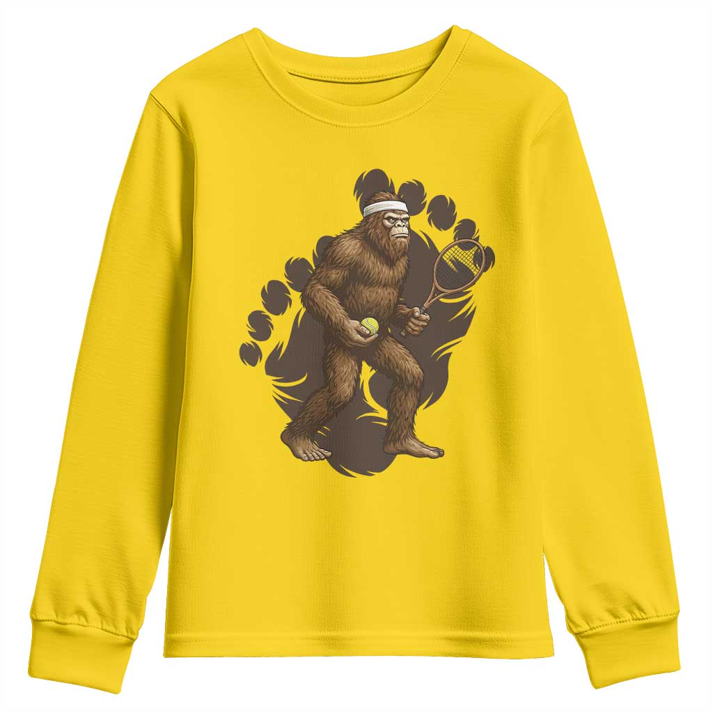 Funny Bigfoot Tennis Player Youth Sweatshirt Folklore Cryptid Gift TS12 Daisy Print Your Wear