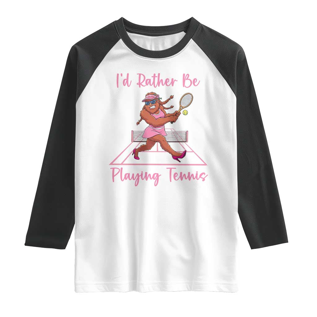 Funny Sexy Bigfoot Playing Tennis Raglan Shirt Gift For Girls TS12 White Black Print Your Wear