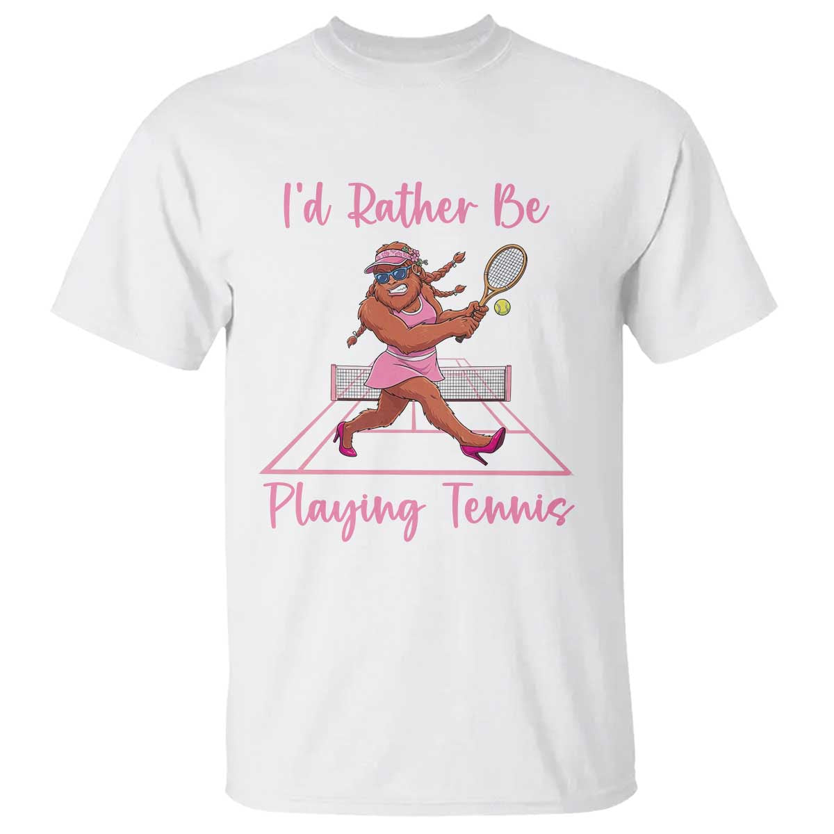 Funny Sexy Bigfoot Playing Tennis T Shirt Gift For Girls TS12 White Print Your Wear