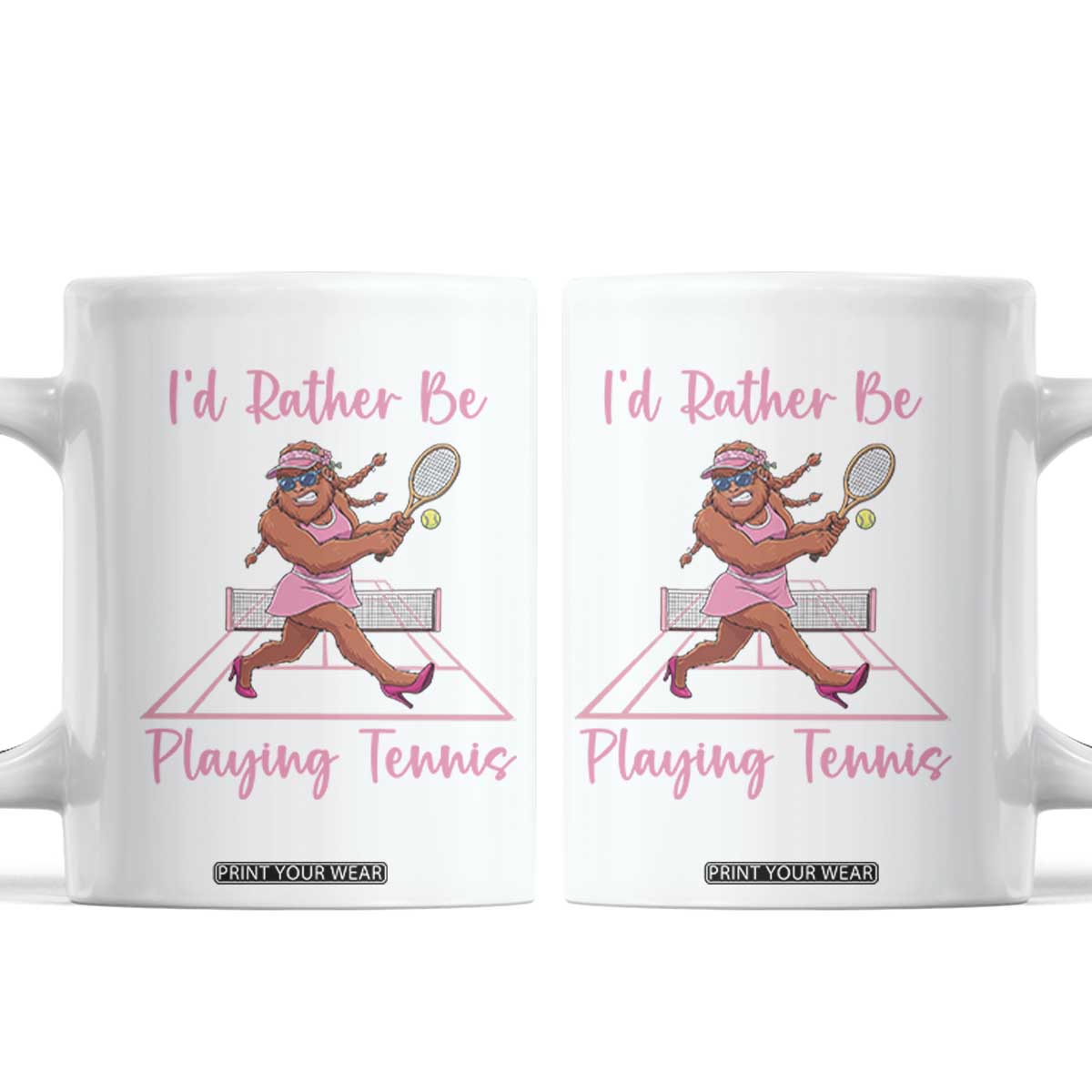 Funny Sexy Bigfoot Playing Tennis Coffee Mug Gift For Girls TS12 White Print Your Wear