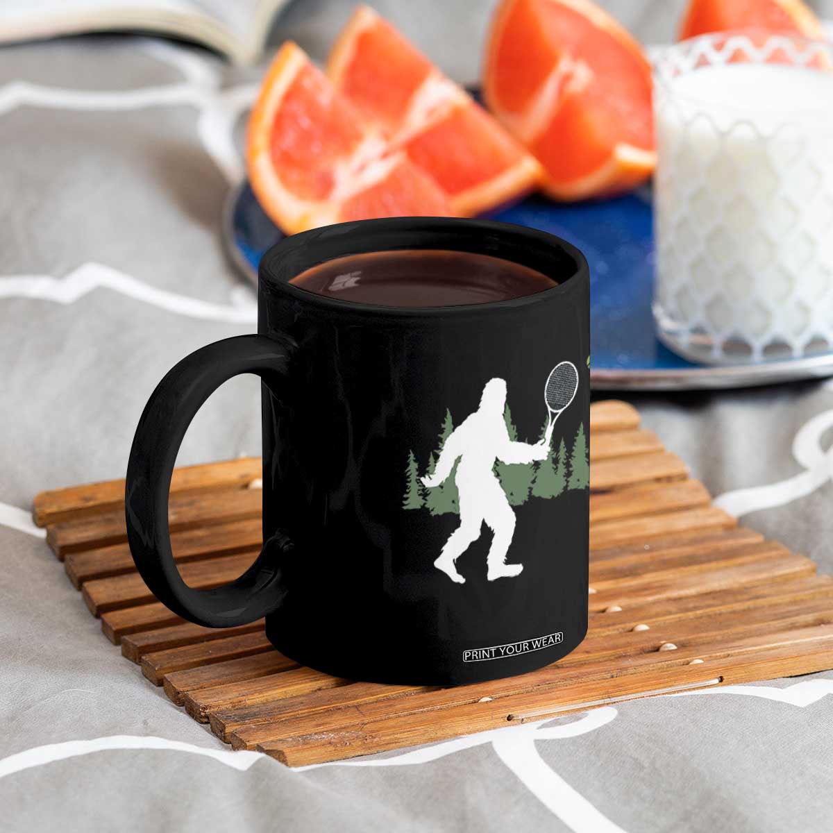 Funny Sasquatch Tennis Player Coffee Mug Folklore Cryptid Gift TS12 Print Your Wear