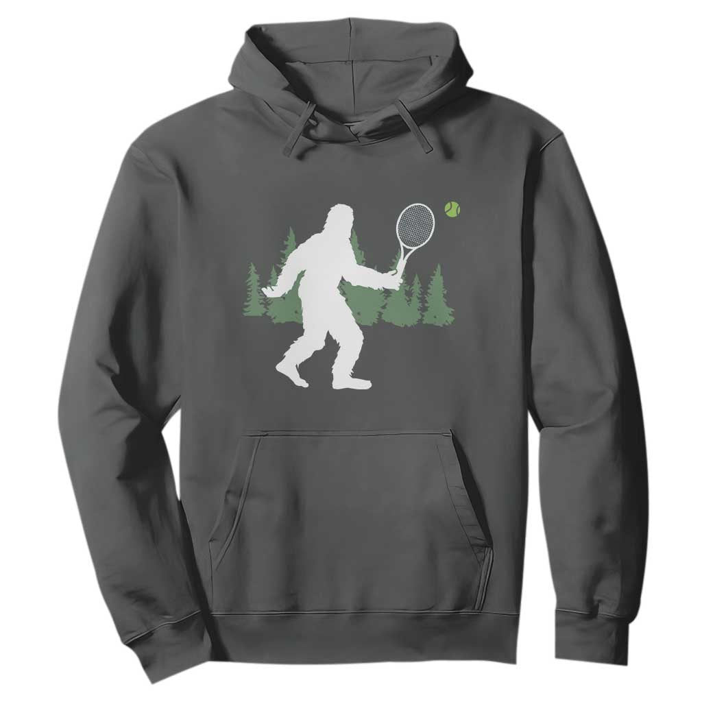 Funny Sasquatch Tennis Player Hoodie Folklore Cryptid Gift TS12 Dark Heather Print Your Wear