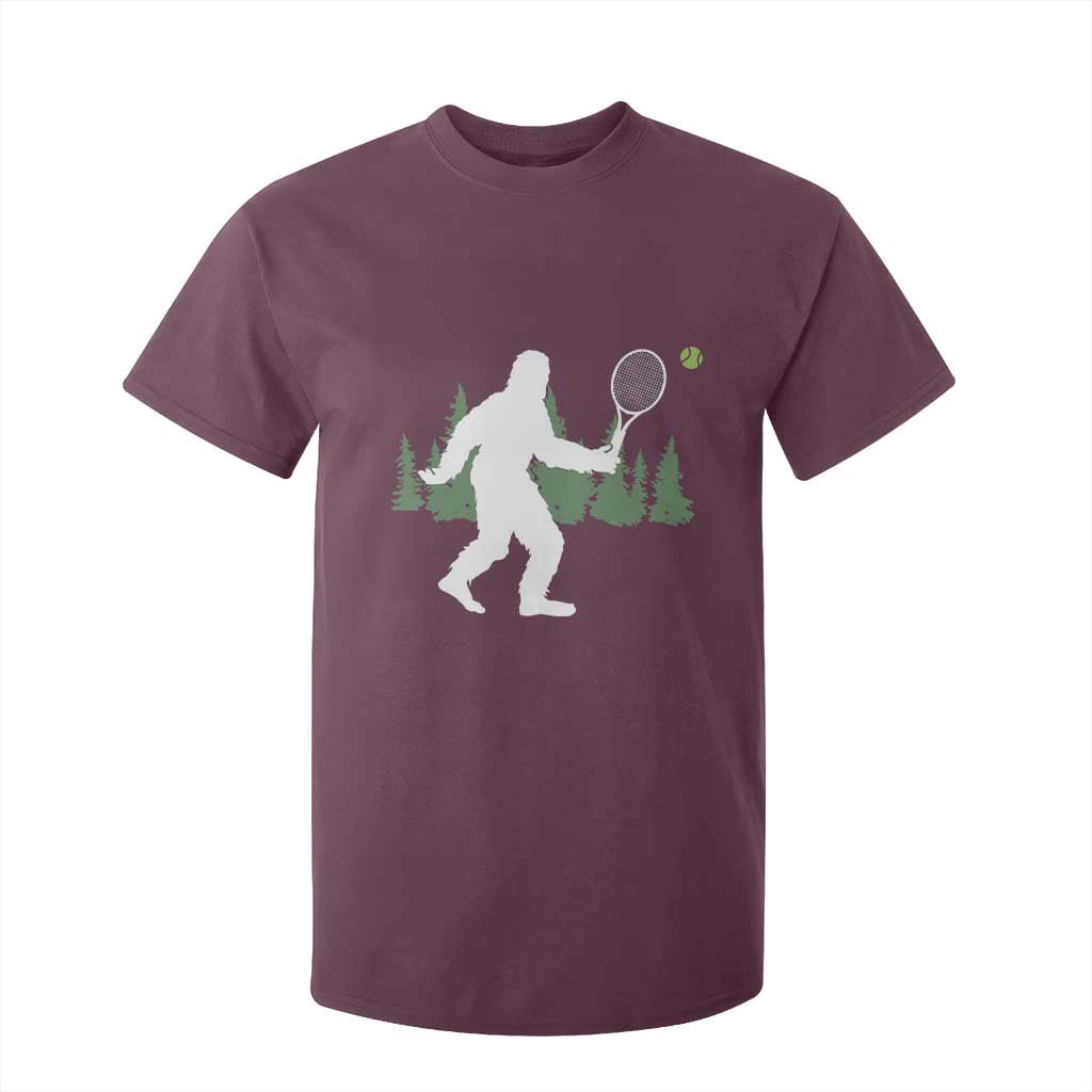 Funny Sasquatch Tennis Player T Shirt For Kid Folklore Cryptid Gift TS12 Maroon Print Your Wear