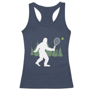 Funny Sasquatch Tennis Player Racerback Tank Top Folklore Cryptid Gift TS12 Navy Print Your Wear