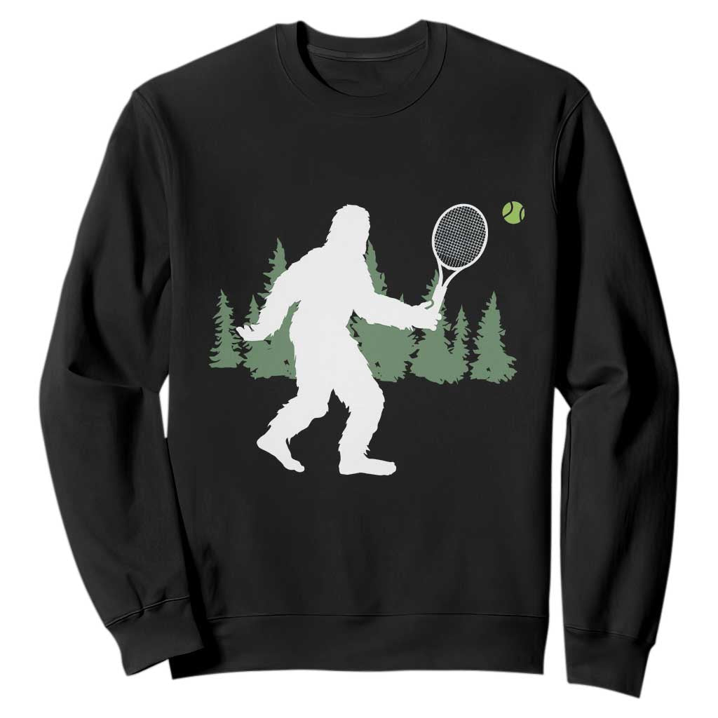 Funny Sasquatch Tennis Player Sweatshirt Folklore Cryptid Gift TS12 Black Print Your Wear