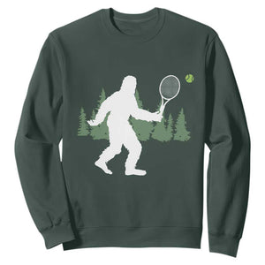 Funny Sasquatch Tennis Player Sweatshirt Folklore Cryptid Gift TS12 Dark Forest Green Print Your Wear
