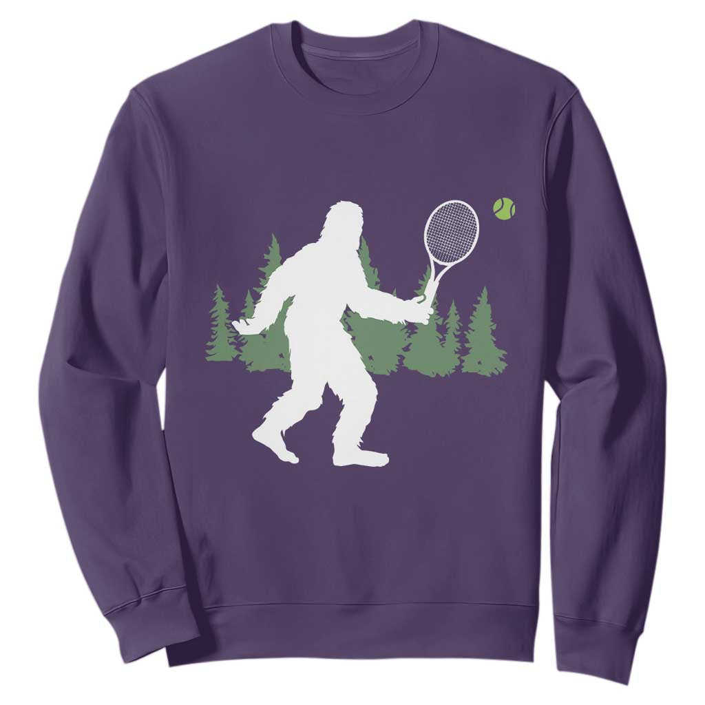 Funny Sasquatch Tennis Player Sweatshirt Folklore Cryptid Gift TS12 Purple Print Your Wear