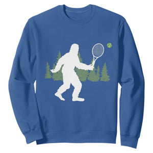 Funny Sasquatch Tennis Player Sweatshirt Folklore Cryptid Gift TS12 Royal Blue Print Your Wear