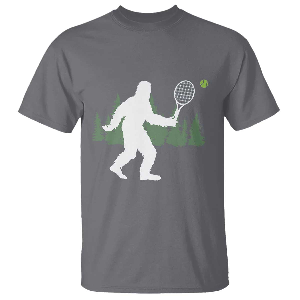Funny Sasquatch Tennis Player T Shirt Folklore Cryptid Gift TS12 Charcoal Print Your Wear