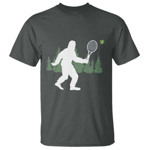 Funny Sasquatch Tennis Player T Shirt Folklore Cryptid Gift TS12 Dark Heather Print Your Wear