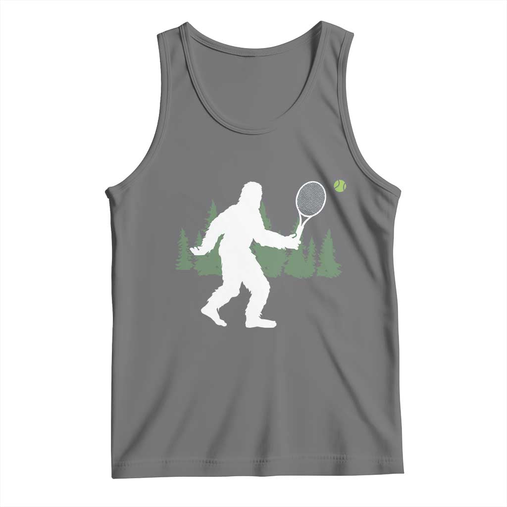 Funny Sasquatch Tennis Player Tank Top Folklore Cryptid Gift TS12 Black Heather Print Your Wear