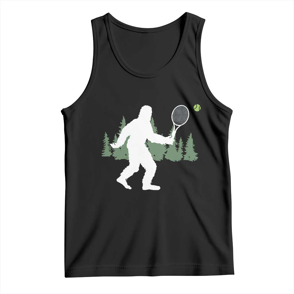 Funny Sasquatch Tennis Player Tank Top Folklore Cryptid Gift TS12 Black Print Your Wear