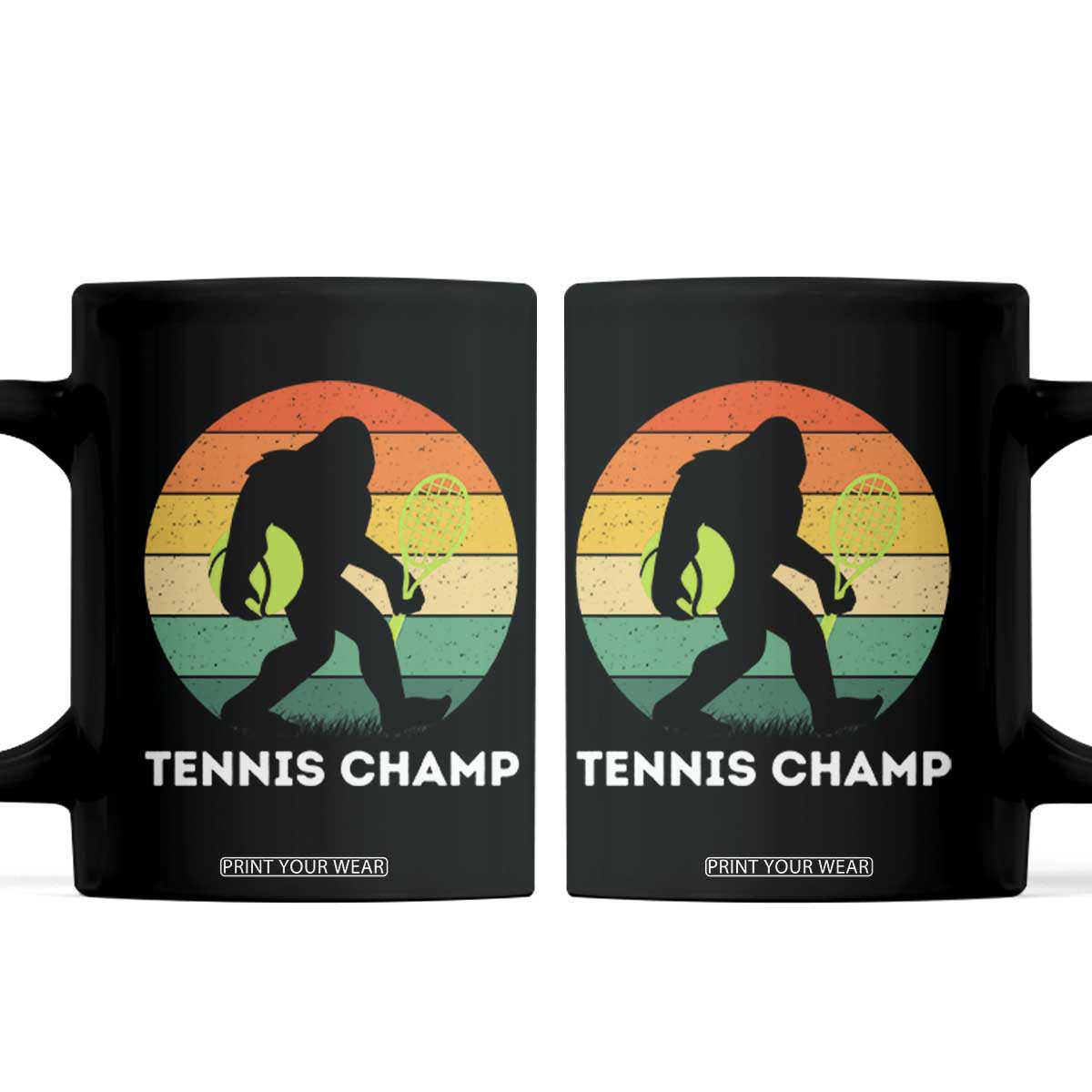 Vintage Retro Bigfoot Tennis Player Gift Coffee Mug Tennis Champ TS12 Black Print Your Wear