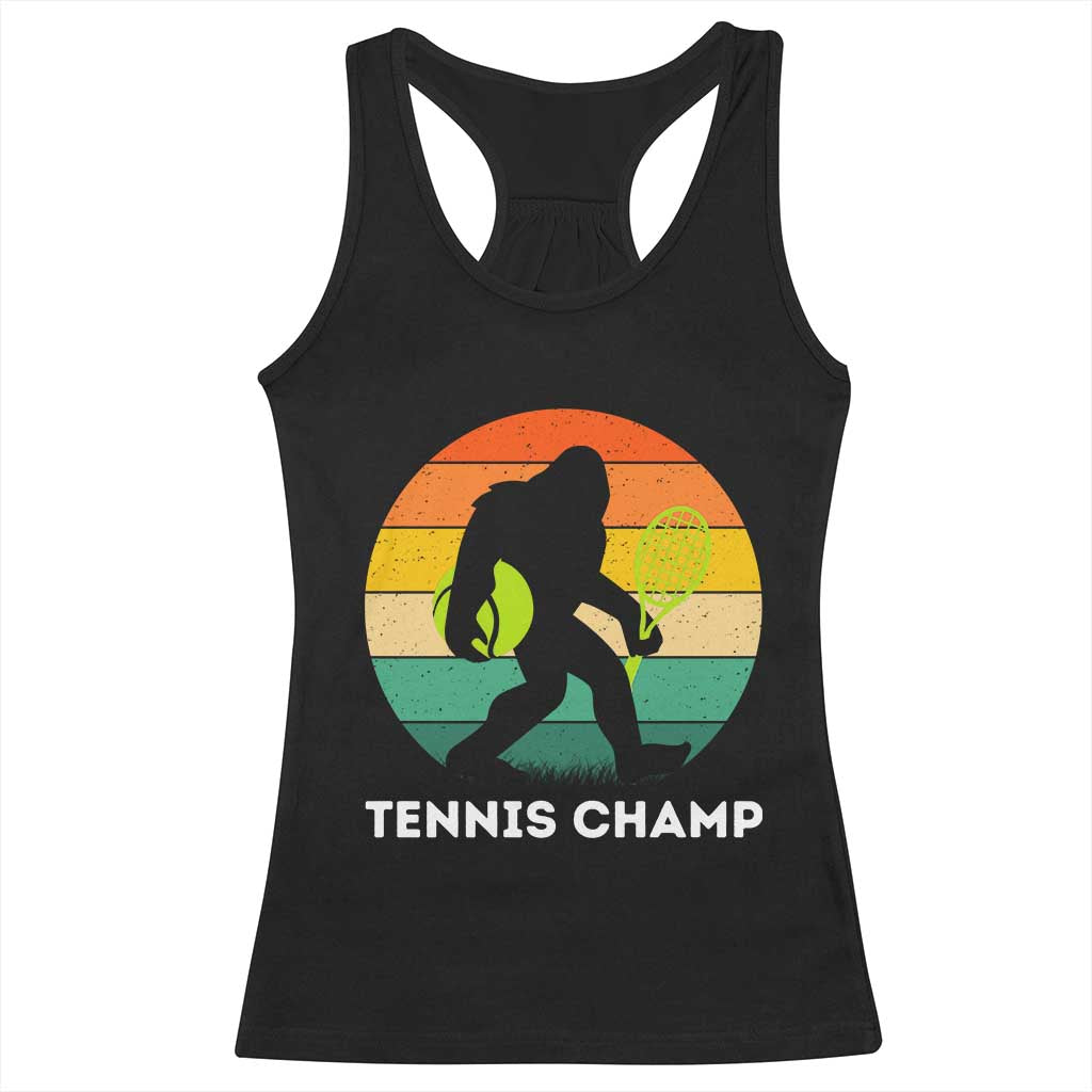 Vintage Retro Bigfoot Tennis Player Gift Racerback Tank Top Tennis Champ TS12 Black Print Your Wear